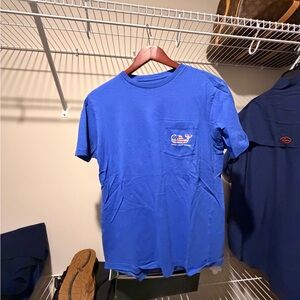 Vineyard Vines Blue American Flag Pocket Tee